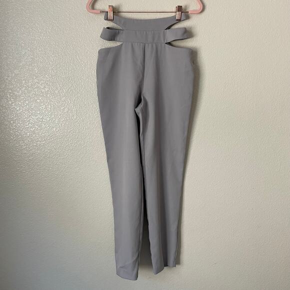 Camila‎ Coelho Pants Womens XS Gray Cecile Cut Out Cropped High Rise Straight - Picture 4 of 10